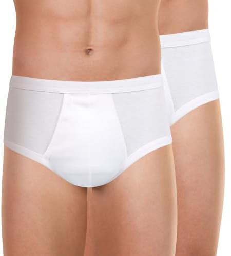 Eminence - Lot de 2 Slips Homme Taille Haute Ouvert - 100% Coton Peigné - Label Oeko-TEX® - Maintien Supérieur, Grand Confort, Hypoallergénique - Blanc, XXL