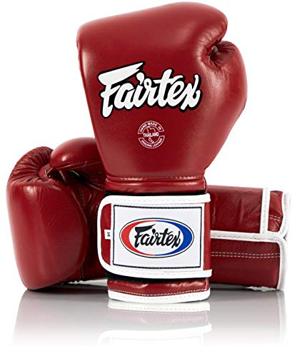 Guanti da boxe Fairtex Muay Thai BGV9 - guanti mma da allenamento e sparring in stile messicano per battitore pesante per Kick Boxing MMA K1(14oz/Profilo rosse/bianche)