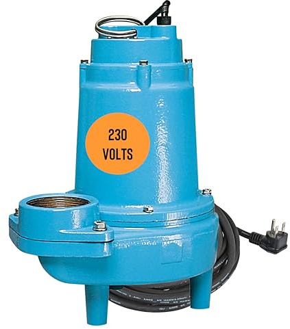 Little Giant 16S-CIM, 230-Volt, 1 HP, 9600 GPH Manual Submersible Sewage Ejector Pump, 20' Leads (Plugless), 3-Inch Discharge, Blue, 514620