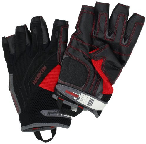 Harken Guantes Protectores de Vela Premium para Hombre, Reflejo de Dedo 3/4, Negro, XL, Modelo 2083XL