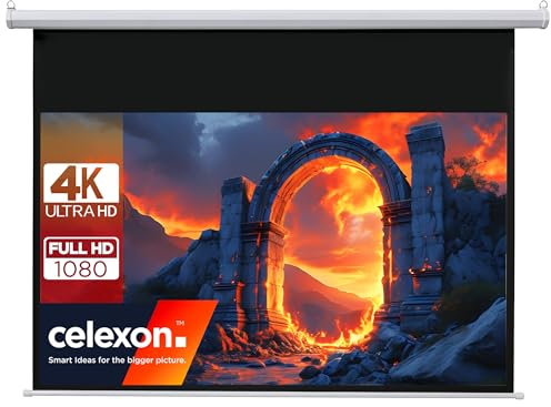 celexon Basic Motor-Leinwand 110 | 240x135 cm 16:9 | elektrische Full-HD 4K Beamer-Leinwand für Heimkino oder Büro-Präsentationen | geeigent zur Deckenmontage oder Wandmontage | inkl. Fernbedienung