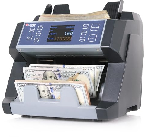 Cassida 6600 UV – USA Business Grade Money Counter with UV/IR Counterfeit Detection – Top Loading Bill Counting Machine w/ ValuCount™, Add and Batch Modes – Fast Counting Speed 1,400 Notes/Min