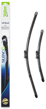 VALEO Silencio Escobilla - VF843 - Kit de Alto Rendimiento, Visibilidad Superior en Carretera, Fácil Instalación, Hojas Planas Originales de 650mm/400mm - Delanteras - Juego de 2 Escobillas - 577843