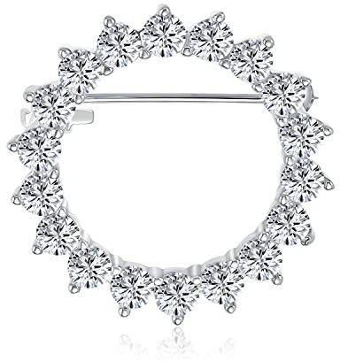 Broche Éternité Nuptiale En Zircon Cubique Rond Taille Brillant AAA CZ Écharpe Cercle Rond Pour Femme Mariage Laiton Plaqué Argent