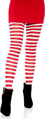 Leg Avenue 7100Q - Calze a Righe, Taglia 46, Bianco/Rosso