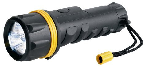 Ring Led Rubber D Cell Torch - Black