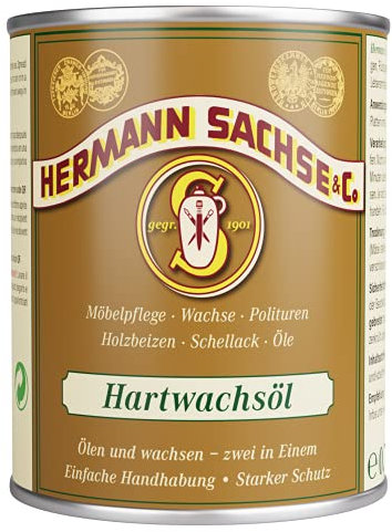 Hermann Sachse Hartwachsöl farblos 750 ml – 2-in-1 Holzpflegeöl & Wachs für Holzboden, Möbel & Treppen – natürlicher Holzschutz mit seidigem Glanz – pflanzlich, robust & Made in Germany