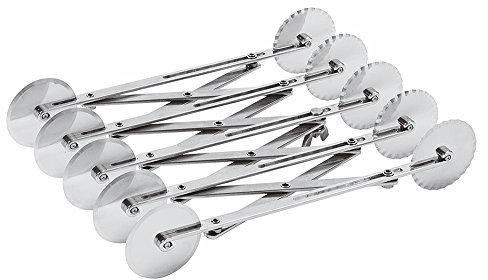 Paderno 47822-05 Rullo Taglia Pasta Estensibile con 5 Lame Lisce e 5 Ondulate, per Tagliare la Pasta Fresca, Lavabile in Lavastoviglie, in Acciaio Inox