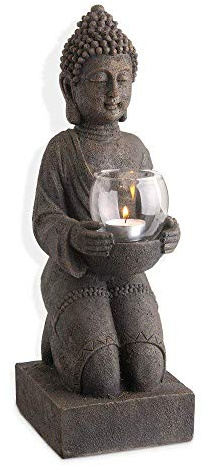 Buddha Statue Windlichthalter Kerzenständer Dekofigur H 44 cm 5989500