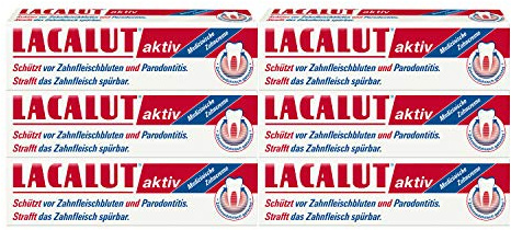 LACALUT AKTIV ZAHNCREME, 100ml Zahnpasta, sofort spürbare Straffung und Festigung des Zahnfleischs, effektive Zahnpflege & Zahnfleischpflege, 6 x 100ml