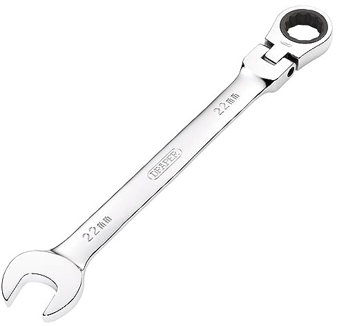 Draper 52024 Hi-Torq - Llave combinada de trinquete de cabeza flexible métrica, 22 mm
