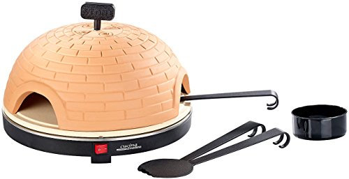 Cucina di Modena Pizzadom: Premium Pizzaofen mit Terrakotta-Haube, Schamottstein-Platte, Ø 40 cm (Tisch Pizzaofen, 8 Personen, Grillplatten)
