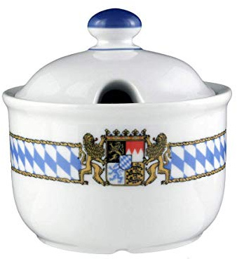 Seltmann Weiden Azucarero Compact Bayern, Porcelana, Color Azul/Blanco/Amarillo/Rojo, 9.8 x 9.8 x 9.6 cm