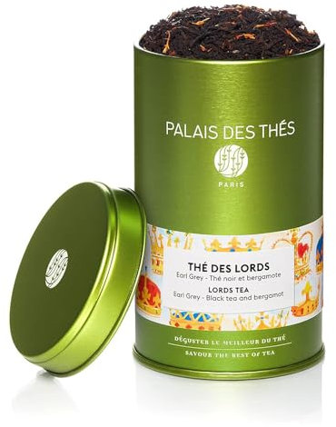 Palais des Thés, THÉ DES LORDS, Thé Earl Grey, Thé Noir de Chine à la Bergamote, Agrumes, Boîte métal 100g