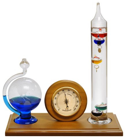 Lily's Home Analog Weather Station with Galileo Thermometer, Glass Barometer, and Analog Hygrometer, Ideal Gift for Friends and Family, Indoor & Outdoor Home Décor (10.5 in x 12 in)