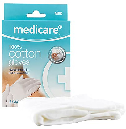 Medicare Cotton Gloves, Size M, White