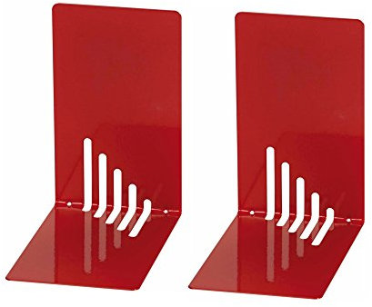 Wedo 1021002 Fermalibri (in metallo, 14 x 8,5 x 14 cm) 2 pezzi, rosso