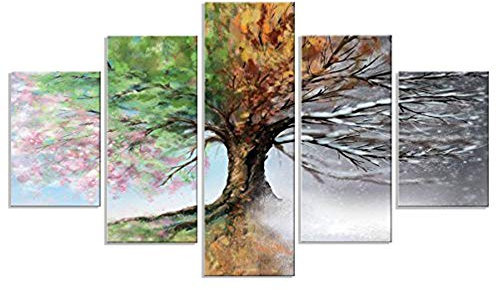 Lupia - Quadro Moderno 5 Pezzi in Legno Vogue 66X115 cm Quattro Stagioni, per Soggiorno, Camera da Letto