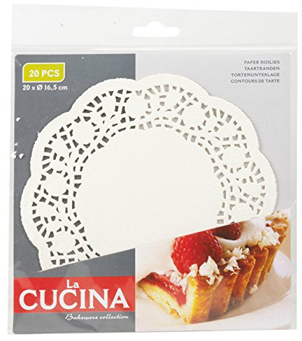Runde, weiße Spitzendeckchen aus Papier zum Anrichten von Hochzeitstorten, Untersetzer – 4 Größen, 16.5cm - Pack of 20