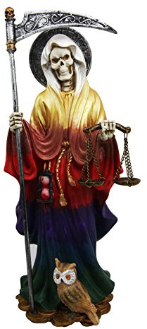 Atlantic 10.5 Tall Holy Death Santa Muerte with Scythe and Scales Day of The Dead Decorative Figurine (Rainbow)
