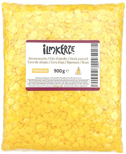 Ilmkerze® Bienenwachs Pastillen gelb 900 g | Premium | ideal für Kerzen Teelichter Formkerzen Ziehkerzen Kerzengießen Bienenwachskerzen