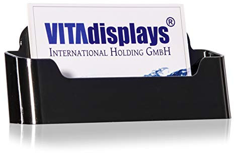 VITAdisplays® Visitenkartenhalter/Visitenkartenständer/Visitenkarten-Aufsteller/Visitenkartenspender im DIN A7 Querformat (Schwarz)