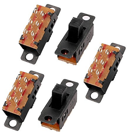 sourcing map 5Pcs 3 Position 6P DPDT Micro Miniature PCB Slide Switch Latching Toggle Switch