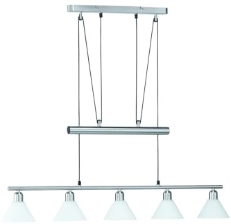 Trio Jojo-Balkenpendel, E14, L.: 102cm, Nickel matt, Glas opal mattweiß |