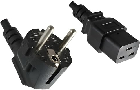 DINIC Netzkabel Stromkabel CEE 7/7 Schutzkontaktstecker auf C19 für 16A, VDE (5,00m, schwarz)