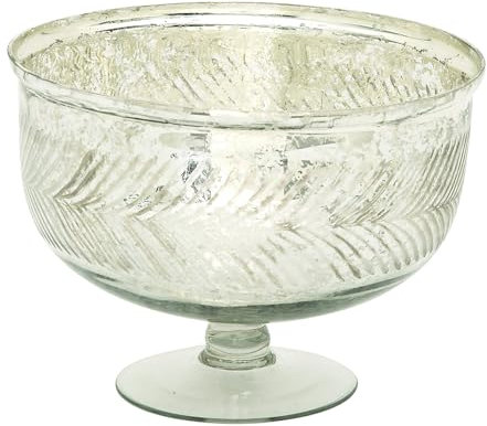 Deco 79 Glam Glass Abstract Decorative Bowl, 11 x 11 x 8, Silver