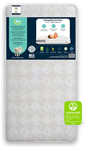 Serta Tranquility Eco Firm 2-Stage Baby Crib and Toddler Mattress - Waterproof Standard Baby Crib & Toddler Mattress - GREENGUARD Gold Certified- 52 L X 27.5 W (50 Year Warranty)