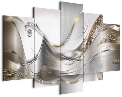 B&D XXL - Tableau décoratif abstrait 200x100 cm - Impression sur toile colorée - Décoration murale pour salon et chambre - Abstraction géométrique moderne rayures d'or a-A-0004-b-o