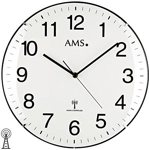 Superbe Horloge murale radio-pilotée en 2 couleurs, Plastique, Weiß
