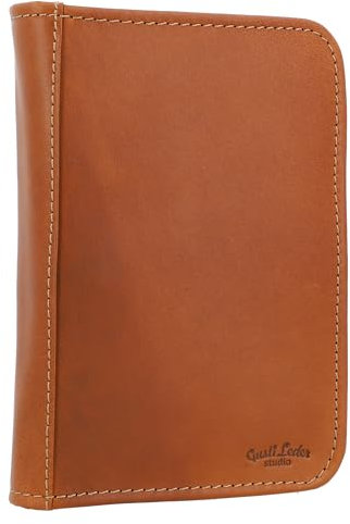 Gusti Leder Federmäppchen - Yannick Federmappe Leder in Braun Vintage für Kinder & Erwachsene, Ausklappbare Stiftemappe Stifteetui mit Reißverschluss