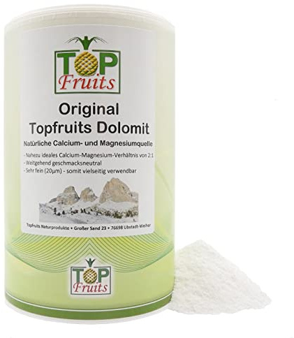 Topfruits Original Dolomit, 800g, CAMaG extrafeines Pulver, natürliche Calcium- & Magnesiumquelle
