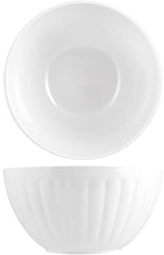 H&H Insalatiera a Coste in Melamina 25 cm - Bianco, Elegante e Resistente per Ogni Tavola