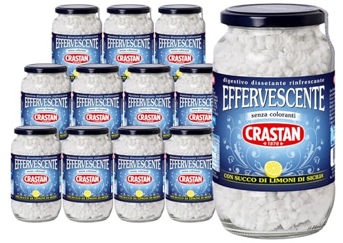 Crastan Preparato granulare per bevanda effervescente, con succo Limone - 12 vasetti da 250g [tot. 3kg]