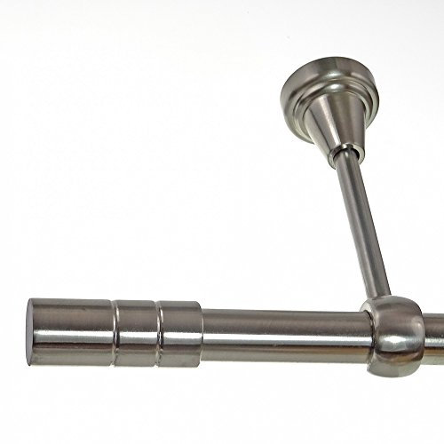 BASIT Gardinenstange Deckenmontage 1 läufig 280 cm lang Edelstahl Look Set Metall 1-läufige Vorhangstange Deckenmontage Ø19mm I 120-600cm wählbar D18