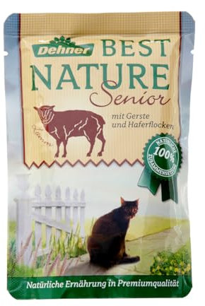 Dehner Best Nature Katzenfutter Senior, Nassfutter, für ältere Katzen, Lamm, 16 x 85 g Beutel (1.36 kg)