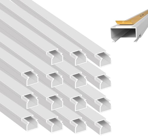 ARLI Kabelkanal 15x10 mm Weiß – 16m selbstklebend & schraubbar Installationskanal IP40 PVC mit Bodenlochung Universal Kabel Kanal