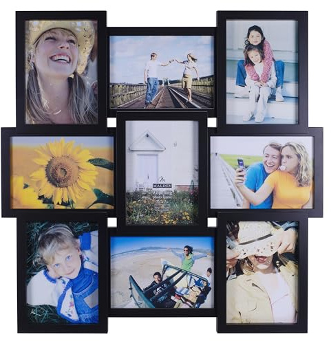 Malden International Designs Crossroads Puzzle Collage Picture Frame, 9 Option, 9-5x7, Black - 2119-957