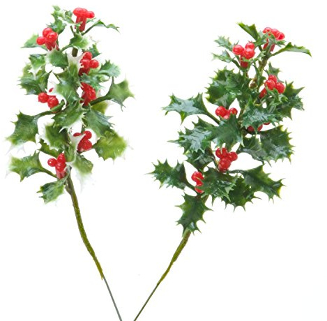 Darice DS-6204 - Foglia di agrifoglio con bacche rosse, 17,8 cm