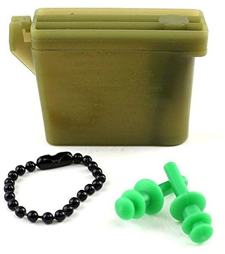 Vanguard Military Ear Plugs with Chain and Case (Green, Small)