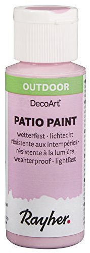 Rayher 38610262 Patio Paint, babyrosa, Flasche 59 ml, wetterfeste Acrylfarbe für Den Außenbereich, lichtecht, Farbe für Innen und außen, Outdoor-Farbe