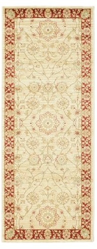 RugVista Farahan Ziegler, Rug, Ziegler/Kazak, 6′7″ x 2′7″ ft (200 80 cm), Rectangular, Medium Pile, Living Room, Dining Bedroom, Hallway, Dry Clean Only, oeko_tex_100, Beige Red