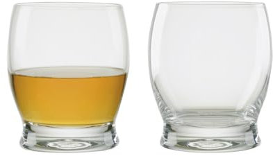 Anton Studio Designs Manhattan Handmade DOF Tumblers for Whiskey, Spirits or Water - 350 ml - Clear - Set of 2 Elegant Drinking Glasses