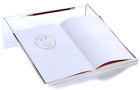 Ergonomische Schreibunterlage aus transparentem Acryl, extra breit für eine bessere Körperhaltung beim Schreiben, 20 Grad-Winkel, rutschfest mit Stifthalter, von Playlearn.