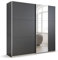 Rauch Möbel Kronach Schrank Schwebetürenschrank, 2-türig, Grau metallic, Schwarz, mit 1 Spiegel, inkl. Zubehörpaket Basic 2 Kleiderstangen 2 Einlegeböden, BxHxT 218x210x59 cm