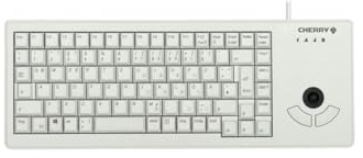 CHERRY G84-5400 XS, Kompakte Tastatur mit Trackball, EU-Layout (QWERTY), Kabelgebunden (USB-A Anschluss), Mechanische ML Switches, Hellgrau