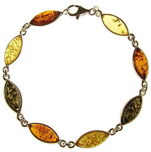 Pulsera de plata de ley 925 con ambar del Baltico joyeria